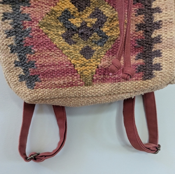 Vintage Southwestern Woven Cotton Kilim Backpack - Picture 5 of 15